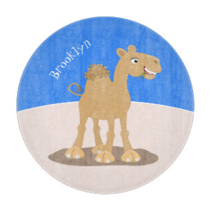 Cute happy smiling camel cartoon illustration cutting board