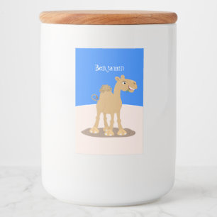 Cute happy smiling camel cartoon illustration food label