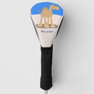 Cute happy smiling camel cartoon illustration golf head cover