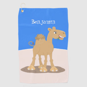 Cute happy smiling camel cartoon illustration golf towel