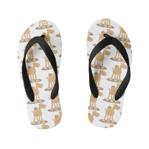Cute happy smiling camel cartoon illustration kid's flip flops