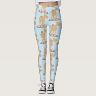 Cute happy smiling camel cartoon illustration leggings
