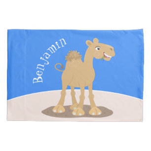Cute happy smiling camel cartoon illustration pillowcase