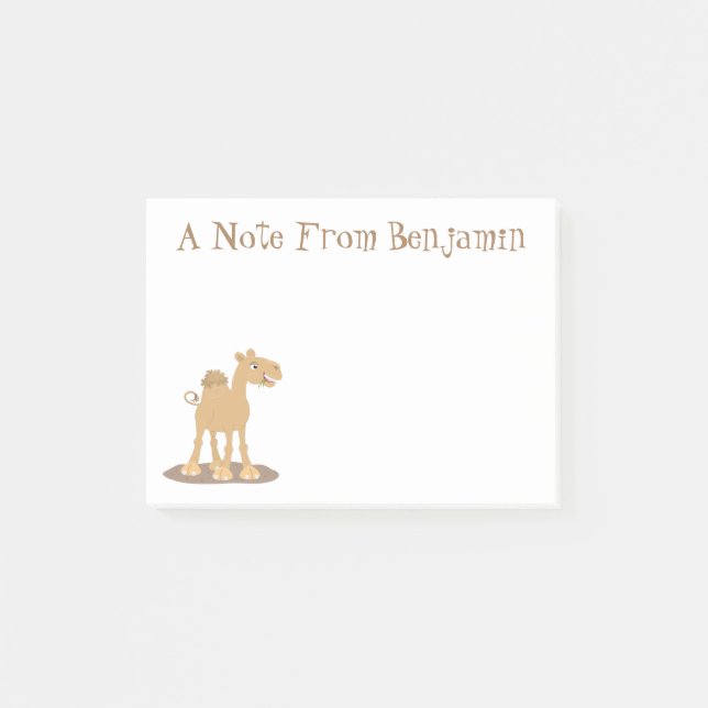 Cute happy smiling camel cartoon illustration post-it notes (Front)