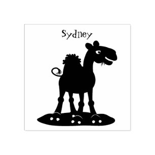 Cute happy smiling camel cartoon illustration rubber stamp