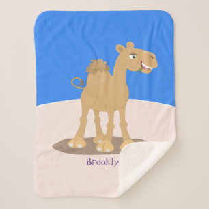 Cute happy smiling camel cartoon illustration  sherpa blanket