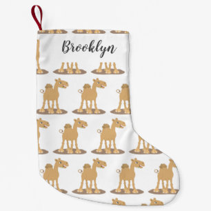 Cute happy smiling camel cartoon illustration small christmas stocking