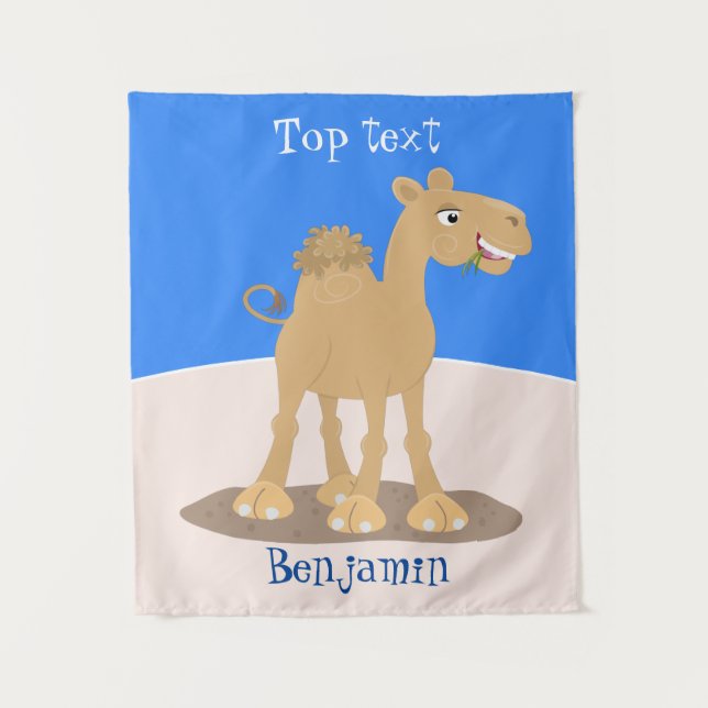 Cute happy smiling camel cartoon illustration tapestry (Front)
