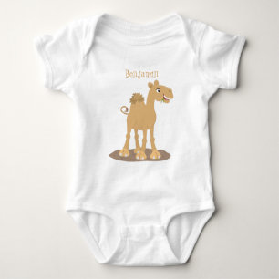 Cute happy smiling camel cartoon personalized baby bodysuit