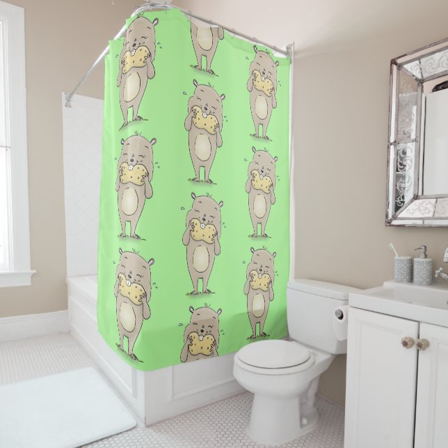 Cute happy smiling hamster with peanut cartoon (In Situ)