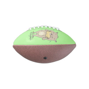 Cute happy smiling hamster with peanut cartoon football