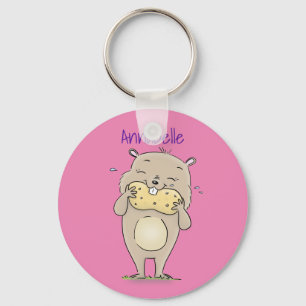 Cute happy smiling hamster with peanut cartoon keychain