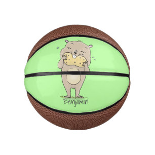 Cute happy smiling hamster with peanut cartoon mini basketball