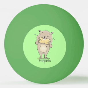 Cute happy smiling hamster with peanut cartoon ping pong ball