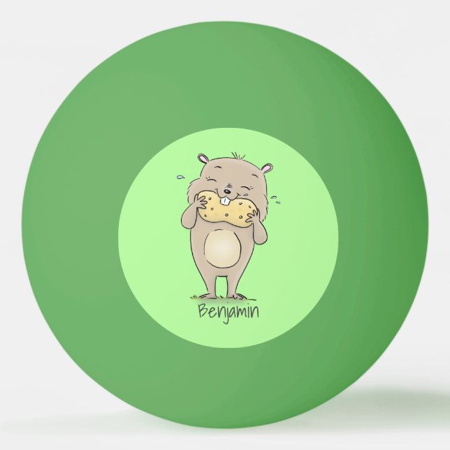 Cute happy smiling hamster with peanut cartoon ping pong ball (Front)