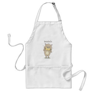 Cute happy smiling hamster with peanut cartoon standard apron