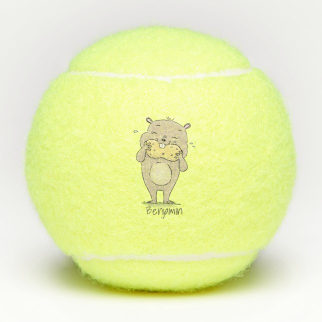 Cute happy smiling hamster with peanut cartoon tennis balls (Front)