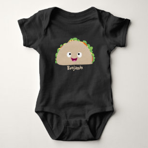 Cute happy smiling taco cartoon illustration baby bodysuit