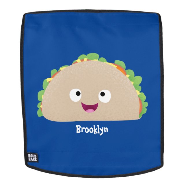 Cute happy smiling taco cartoon illustration backpack (Removable Face)