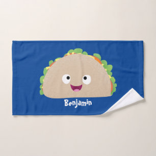 Cute happy smiling taco cartoon illustration  bath towel set