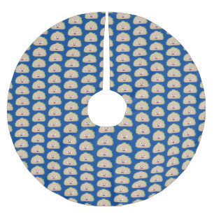 Cute happy smiling taco cartoon illustration brushed polyester tree skirt