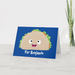 Cute happy smiling taco cartoon illustration  card