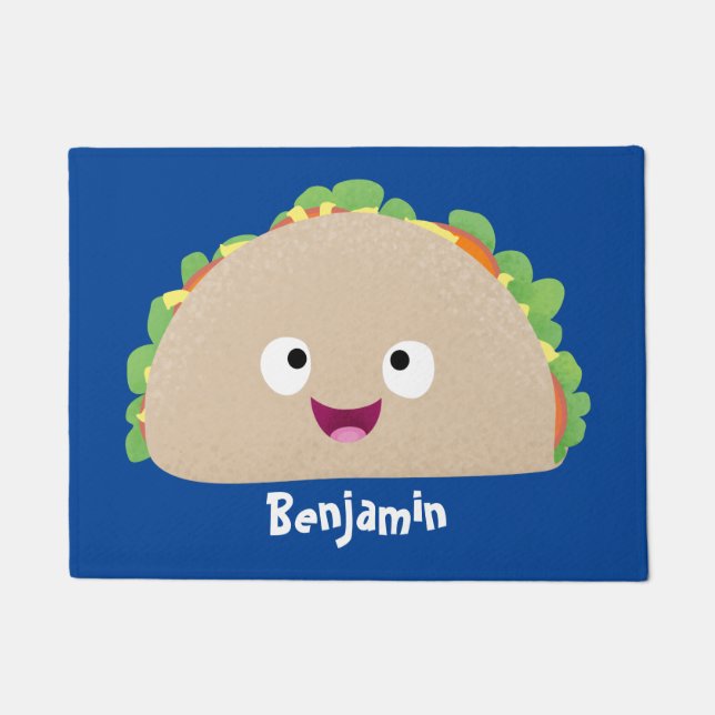 Cute happy smiling taco cartoon illustration  doormat (Front)