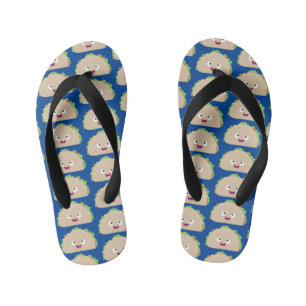 Cute happy smiling taco cartoon illustration kid's flip flops