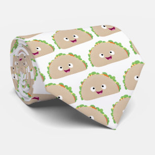 Cute happy smiling taco cartoon illustration tie