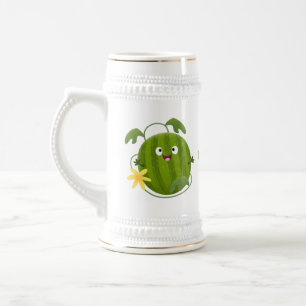 Cute happy smiling watermelon cartoon  beer stein