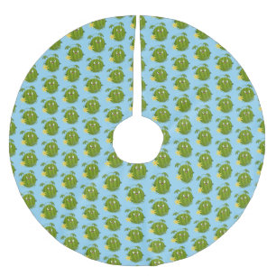 Cute happy smiling watermelon cartoon brushed polyester tree skirt