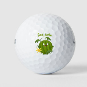 Cute happy smiling watermelon cartoon golf balls