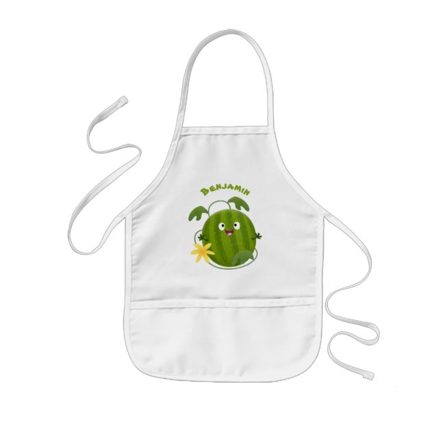 Cute happy smiling watermelon cartoon kids apron (Front)