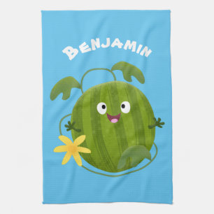 Cute happy smiling watermelon cartoon kitchen towel