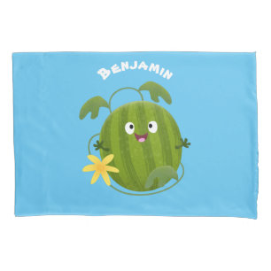 Cute happy smiling watermelon cartoon pillowcase