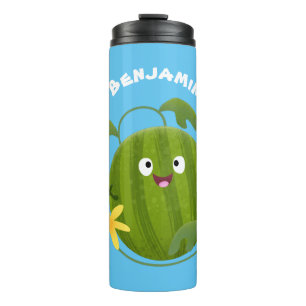 Cute happy smiling watermelon cartoon thermal tumbler