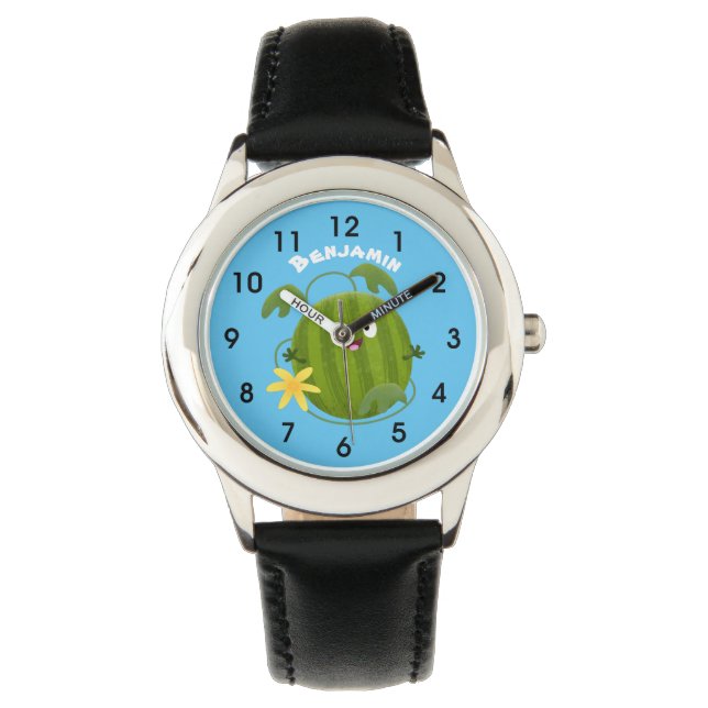 Cute happy smiling watermelon cartoon watch (Front)