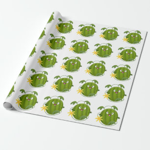 Cute happy smiling watermelon cartoon wrapping paper