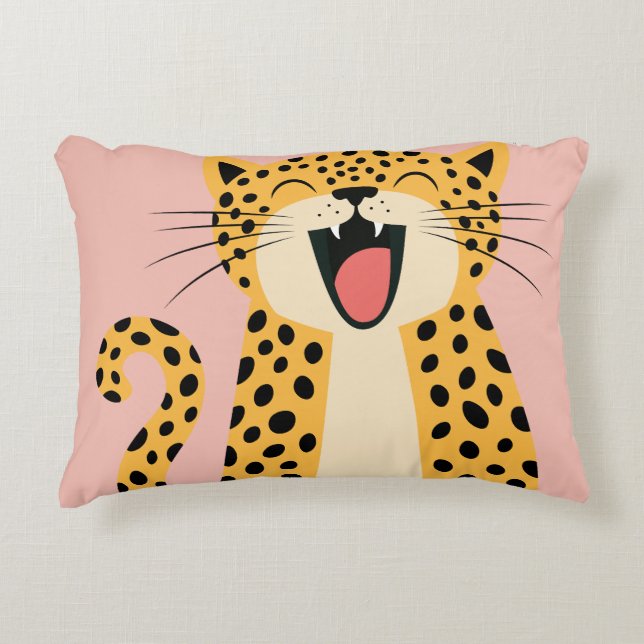 Cute Happy Smiling Wild Leopard Cartoon   Accent Pillow (Front)