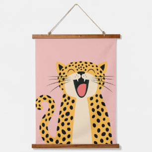 Cute Happy Smiling Wild Leopard Cartoon Hanging Tapestry