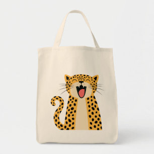 Cute Happy Smiling Wild Leopard Cartoon Tote Bag
