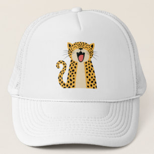 Cute Happy Smiling Wild Leopard Cartoon Trucker Hat