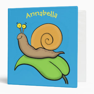 Cute, happy snail on a leaf cartoon illustration binder