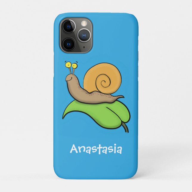 Cute, happy snail on a leaf cartoon illustration Case-Mate iPhone case (Back)