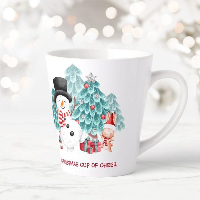 Cute Happy Snowman Christmas Name Small Latte Mug (Cute Happy Snowman Christmas Name Small Latte Mug)
