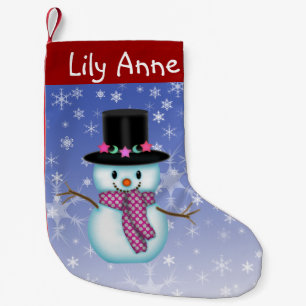 Cute Happy Snowman Christmas Stocking Personalized