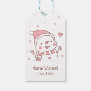 Cute Happy Snowman Doodle, Christmas Personalized Gift Tags