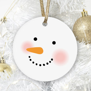 Cute Happy Snowman Face Christmas Keepsake Ornament