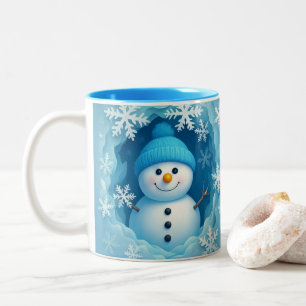 Cute Happy Snowman Face Personalized Coffee Mug