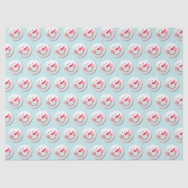 Cute Happy Snowman Faces Pattern Christmas Tissue Paper (Front)